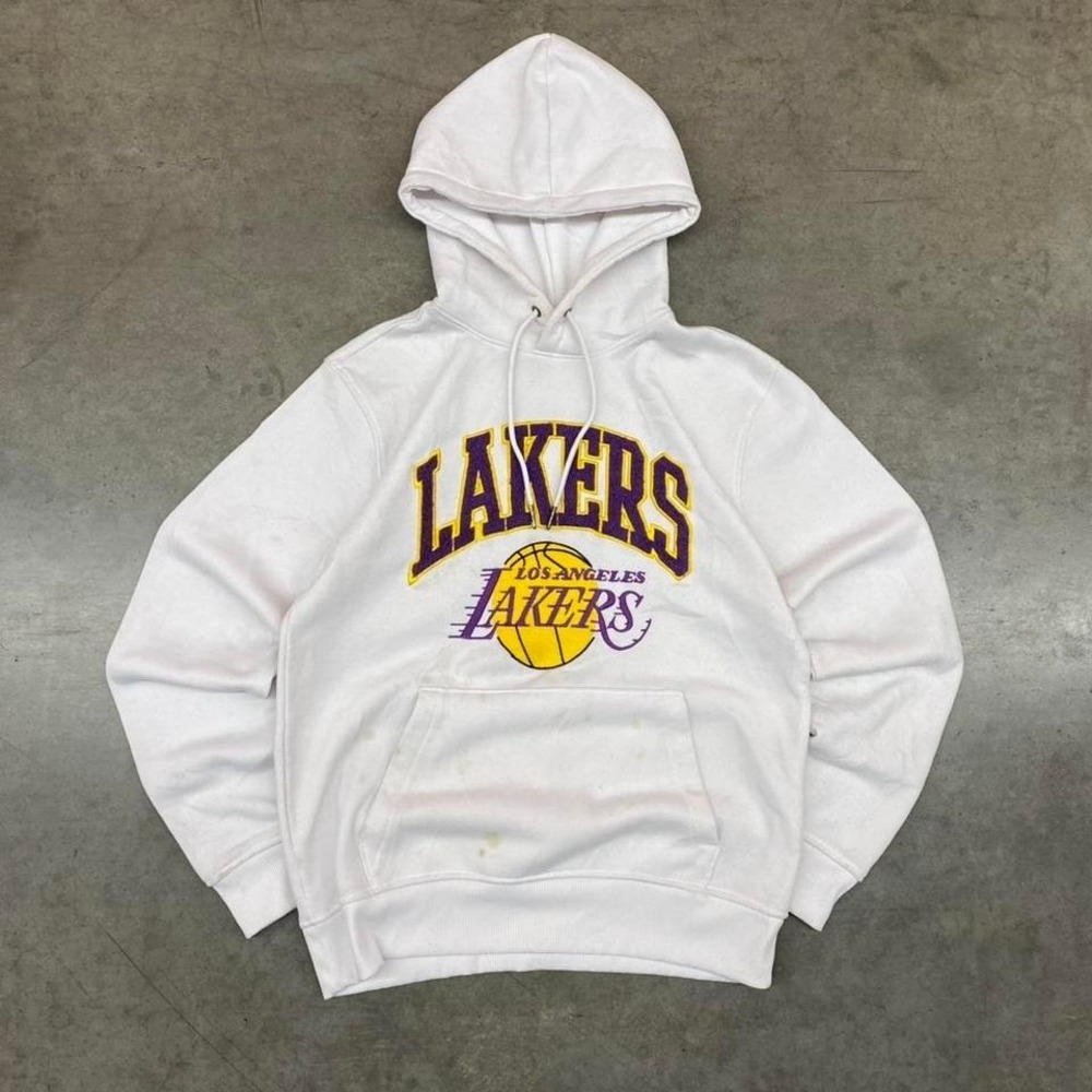 Los Angles Lakers logo hoodie white Y2K‎ basketball pullover Mens M